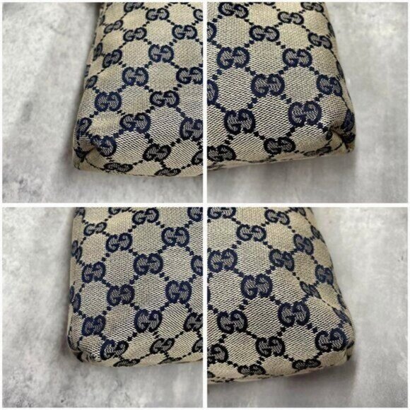 Authentic Gucci GG Supreme Ophidia Sherry Line Crossbody Bag Web Canvas Navy Tan - Picture 10 of 16